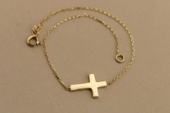 Zlatý náramok - Hladký krížik - 14k - Žlté zlato