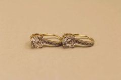 Náušnice - číre zirkóny  - patent - kombinované zlato - 14K