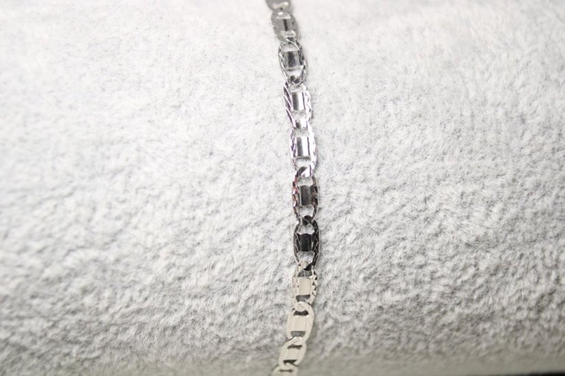Strieborný náramok úzke vzorované platničky, rhodium, 18,5/20cm, 3,05 g 925/1000