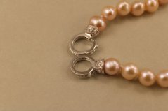 Náramok- sladkovodné rúžové perly- rhódiované striebro