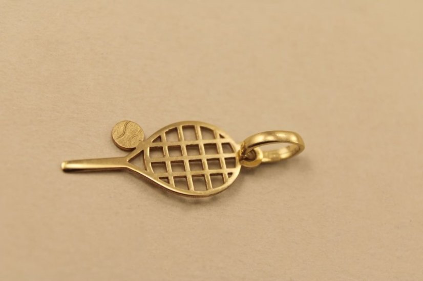 Prívesok- tenisová raketa s loptičkou- žlté zlato- 14K