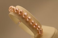 Náramok- sladkovodné rúžové perly- rhódiované striebro