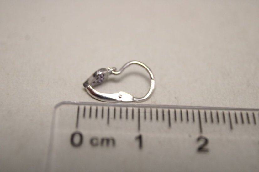 Naušnice- srdiečka-fialové zirkóny- brizúra- biele zlato- 14 karátov