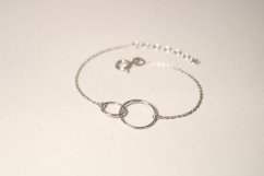 Náramok-prepojené kruhy-rhodium-striebro