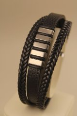 Pletený kožený náramok-magnetická spona