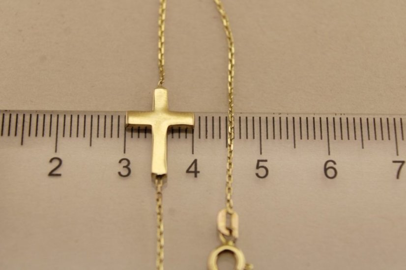 Zlatý náramok - Hladký krížik - 14k - Žlté zlato