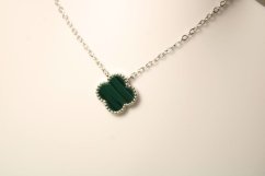 Celebritka-ďatelinka-zelený malachit-rhodium-striebro