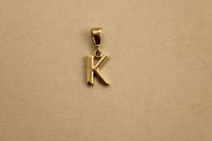 Prívesok - písmeno K - žlté zlato - 14 karátov