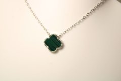Celebritka-ďatelinka-zelený malachit-rhodium-striebro