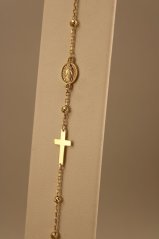 Náramok-ruženec-gravírované guličky-kríž-medailón-žlté zlato-14 karátov