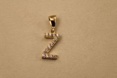 Prívesok- písmeno Z- číre zirkóny- žlté zlato- 14K
