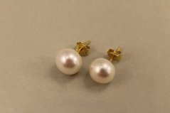 Náušnice- kultivované perly- puzetky- pozlátené striebro