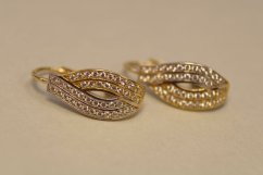 Náušnice-číre zirkóny-kombinované zlato-patent-14 karátov