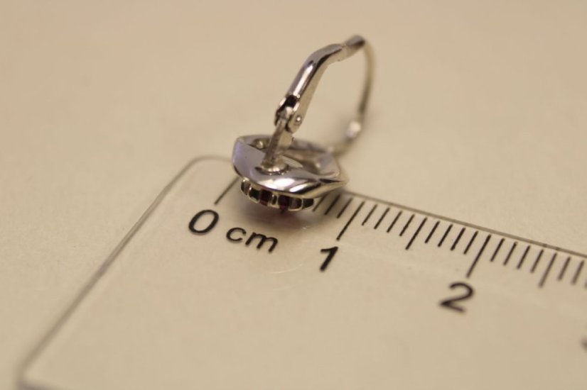 Náušnice-tvar slzy-biele zlato-patent-zirkóny-14 karátov