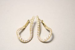 Náušnice- vlnité- zirkóny-francúzske zapínanie- žlté zlato- 14 karátov