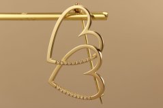 Zlatá brošňa srdcia, žlté zlato, číre zirkóny 3,86g 14k 585/1000