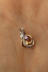 Prívesok-Topás-Ametyst-číre zirkóny-rhodium-kombinované striebro
