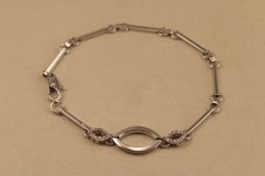 Náramok-zdobený- číre zirkóny- hladké tyčinky-biele zlato- 14 karátov