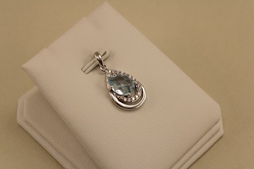 Prívesok - Topás - číre zirkóny - rhodium - striebro