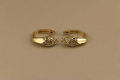 Náušnice- kruhy- had- číre zirkóny- zacvakávacie- pozlátené striebro