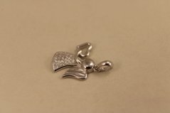 Prívesok- anjel so srdcom- zirkóny- rhódiované striebro