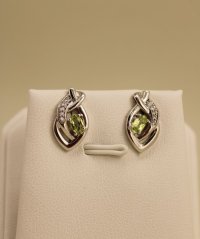 Náušnice-Olivín- zirkón-rhodium-šrúbky-striebro