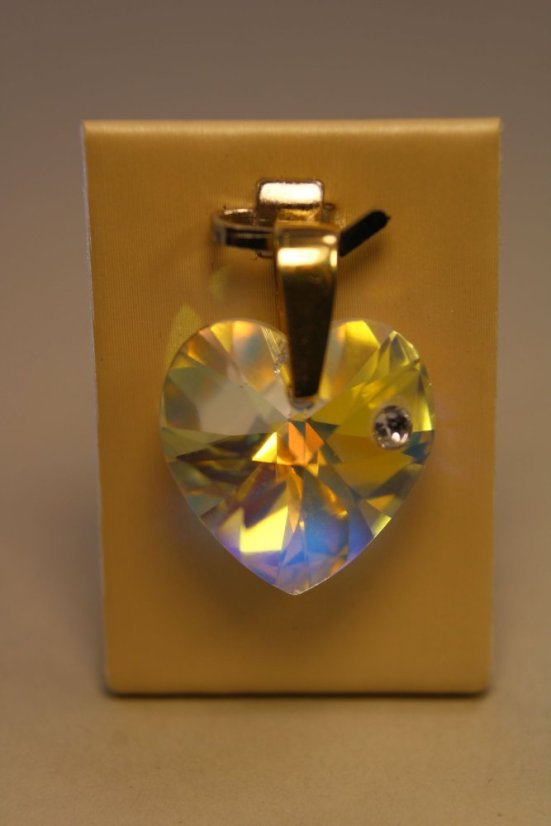 Prívesok- srdiečko- CRYSTAL SWAROVSKI-žlté zlato-zirkón-14 karátov