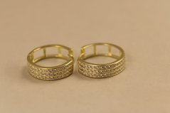 Náušnice- kruhy- zirkóny- zacvakávacie- pozlátené striebro