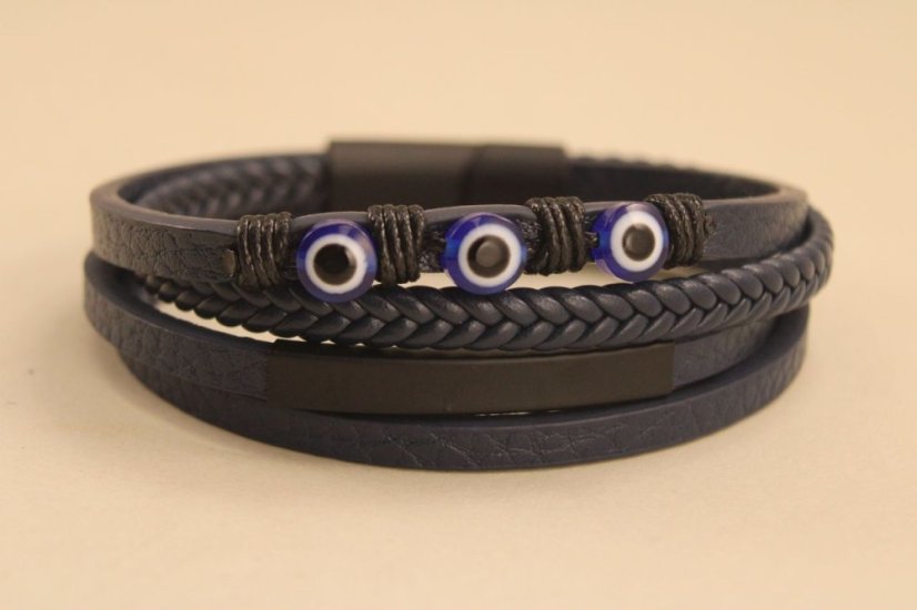 Pletený kožený náramok s magnetickou sponou