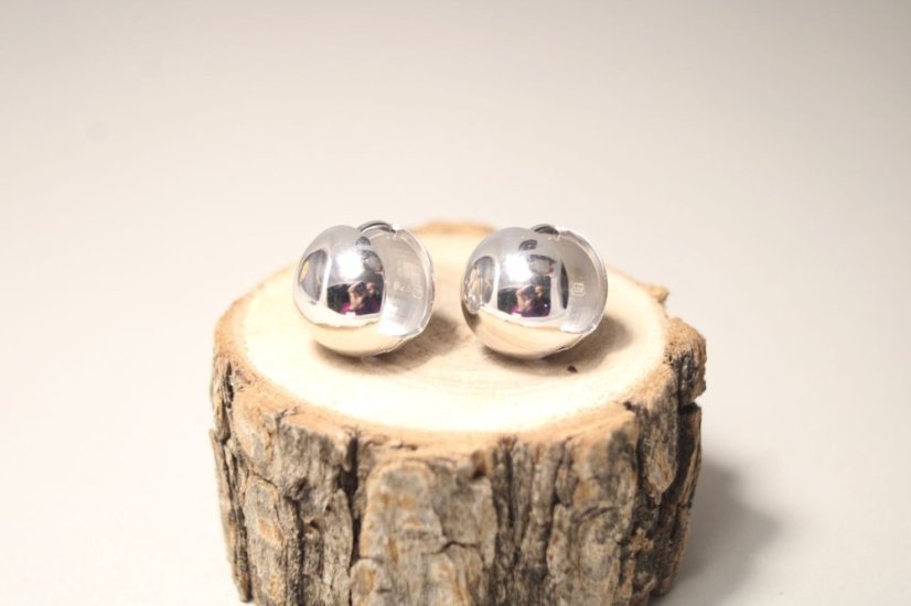 Strieborné náušnice v guľatom tvare, rhodium, zacvakávacie zapínanie, 7,67 g, 925/1000