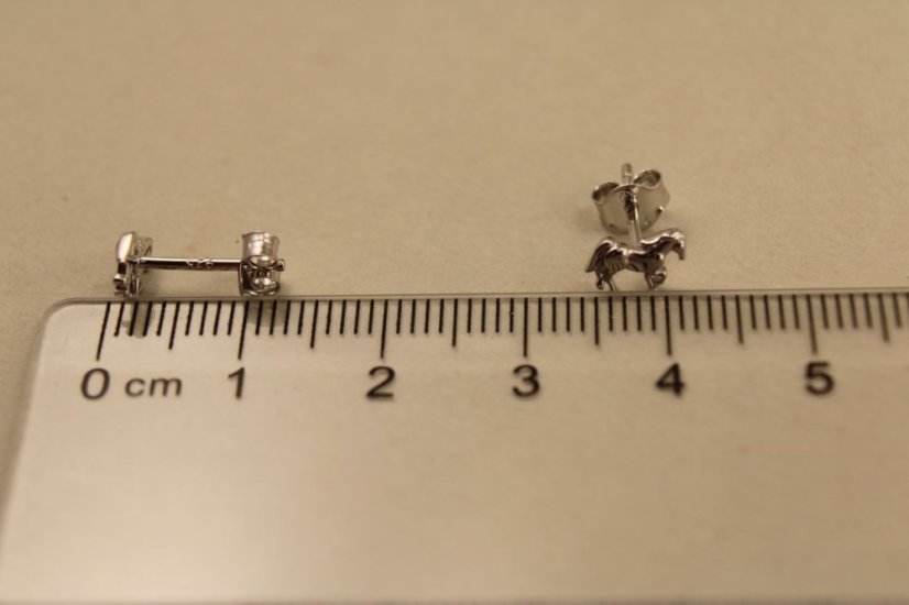 Náušnice-koník-puzetky-rhodium-striebro