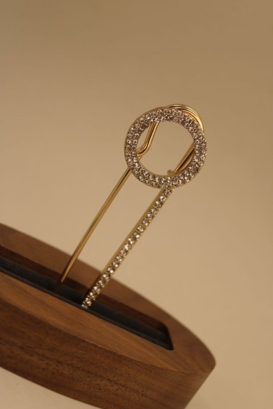 Brošňa spínací špendlík - číre zirkóny - pozlátená chirurgická oceľ - 316L