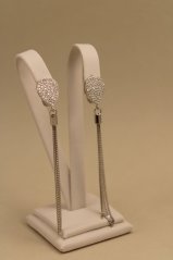 Náušnice - visiace - číre zirkóny - rhodium - striebro