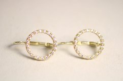 Náušnice- kruhový vzor- číre zirkóny- patent- žlté zlato- 14 karátov