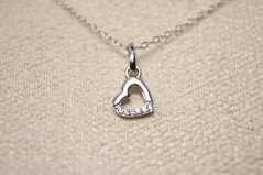 Strieborný náhrdelník s trblietavým srdcom, rhodium, 45-50 cm, 1,75 g, 925/1000
