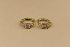 Náušnice- kruhy- číre kamene- kĺb- pozlátené striebro-925/1000