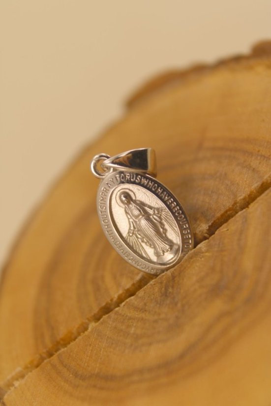 Prívesok- zázračná medaila- biele zlato- 14 karátov