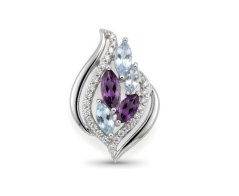 Prívesok - Ametyst - Topás - číre zirkóny - rhodium - striebro