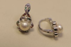 Náušnice-farebné kamienky-perlička-patent-rhodium-striebro