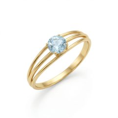 Prsteň- modrý prírodný Topás- žlté zlato- 14 karátov