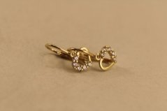 Náušnice - srdiečka - číry zirkón - brizúra - žlté zlato - 14K