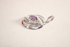 Prívesok-Ametyst-zirkóny- rhodium-striebro