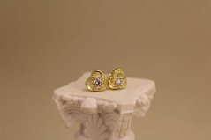 Náušnice - srdiečko - číry zirkón - šrúbky - pozlátené striebro