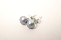 Náušnice-sivé perly-rhodium- puzetky