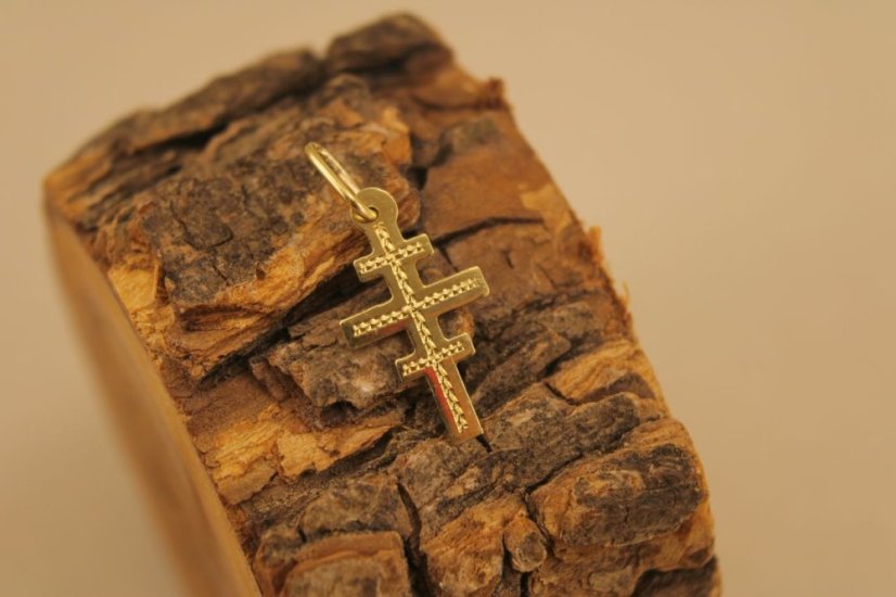 Prívesok-gravír-greckokatolícky kríž-žlté zlato-14 karátov