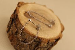 Náušnice- guličky- visiaca retiazka- puzetky-rhódiované striebro