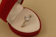 Prsteň - číry zirkón - rhodium - striebro