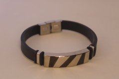 Pánsky oceľový kožený náramok, chirurgická oceľ, 20,5 cm, 19,16g, 316L