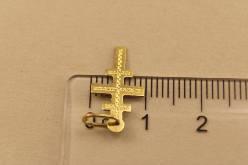 Prívesok-gravír-greckokatolícky kríž-žlté zlato-14 karátov