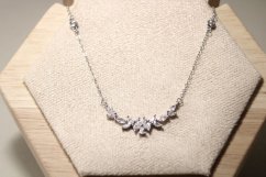 Strieborný náhrdelník so zirkónmi, rhodium, 43-48 cm, 2,58 g, 925/1000